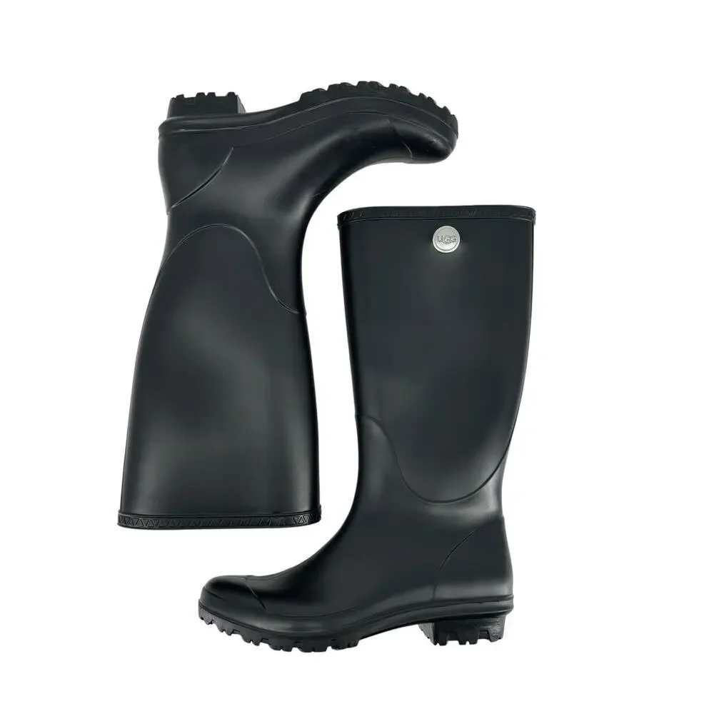 UGG Shelby Matte Rain Boots Waterproof Rubber Black Womens Boot Normcore Size 6